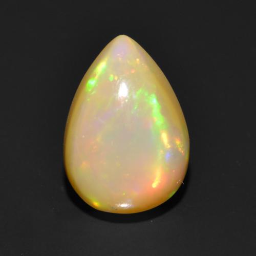 أوبال طبيعي بلون متعدد الألوان، وزن ‎1.01‎ قيراط، شكل شكل الكمثرى، مقاس ‎9x6.4‎ مم