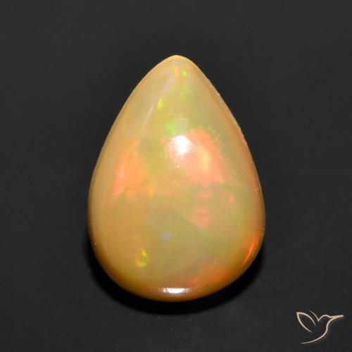 0.89ct طبيعي متعدد الألوان أوبال, شكل الكمثرى, نصف شفاف