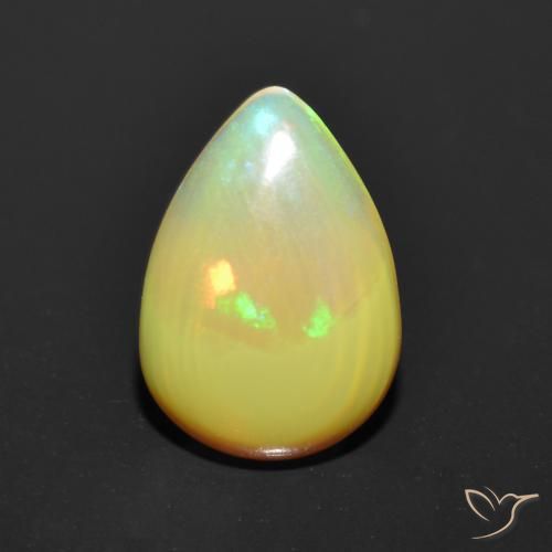 0.87ct طبيعي متعدد الألوان أوبال, شكل الكمثرى, نصف شفاف