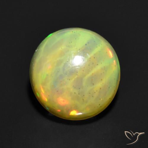 0.85ct طبيعي متعدد الألوان أوبال, دائري, نصف شفاف