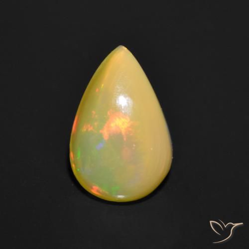 0.85ct طبيعي متعدد الألوان أوبال, شكل الكمثرى, نصف شفاف