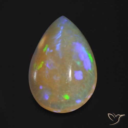 0.84ct طبيعي متعدد الألوان أوبال, شكل الكمثرى, شفاف