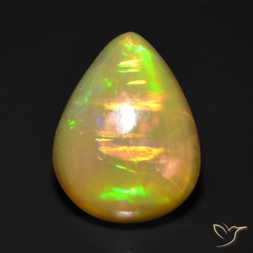 1.19ct طبيعي متعدد الألوان أوبال, شكل الكمثرى, نصف شفاف