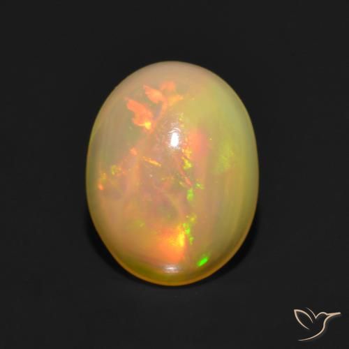 1.00ct طبيعي متعدد الألوان أوبال, بيضوي, نصف شفاف