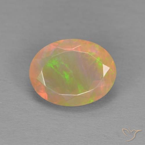 1.24ct طبيعي متعدد الألوان أوبال, بيضوي, نصف شفاف