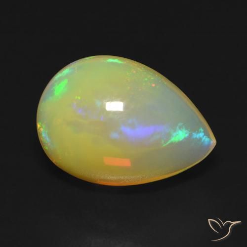 5.00ct طبيعي متعدد الألوان أوبال, شكل الكمثرى, شفاف, Photo A