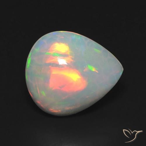 2.47ct طبيعي متعدد الألوان أوبال, شكل الكمثرى, شفاف