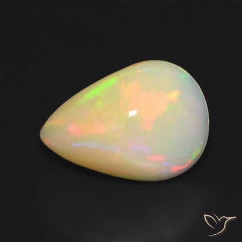 3.58ct طبيعي متعدد الألوان أوبال, شكل الكمثرى, نصف شفاف