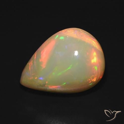 6.45ct طبيعي متعدد الألوان أوبال, شكل الكمثرى, نصف شفاف