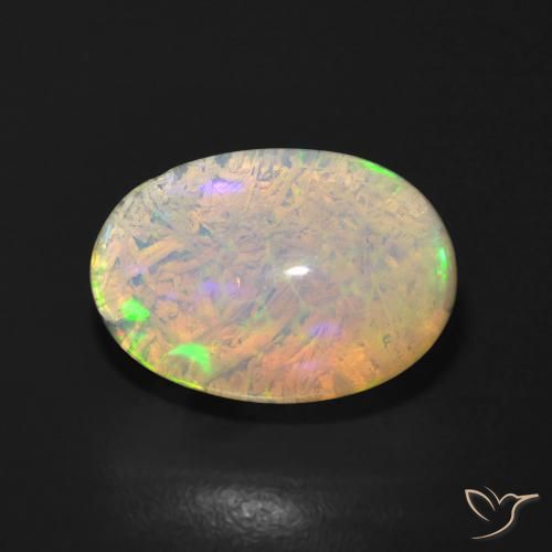 3.37ct طبيعي متعدد الألوان أوبال, بيضوي, نصف شفاف