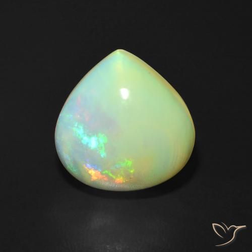 3.69ct طبيعي متعدد الألوان أوبال, شكل الكمثرى, نصف شفاف