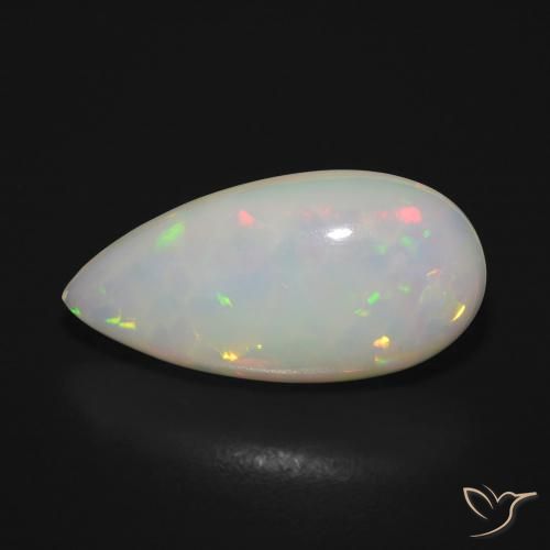 5.68ct طبيعي متعدد الألوان أوبال, شكل الكمثرى, نصف شفاف