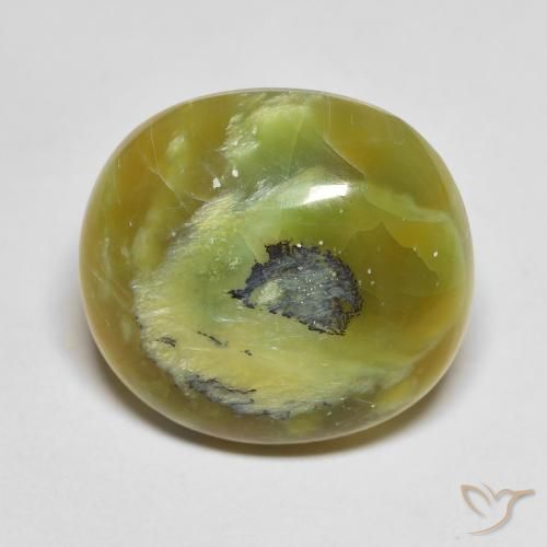 11.95ct طبيعي أخضر مصفر أوبال, بيضوي, غير شفاف, Photo A