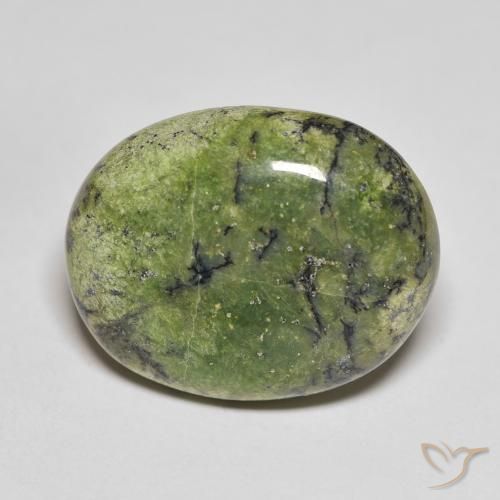 18.09ct طبيعي أخضر مصفر أوبال, بيضوي, غير شفاف