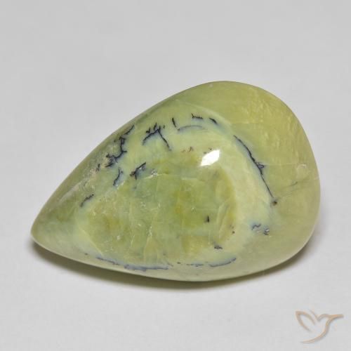 22.34ct طبيعي أخضر مصفر أوبال, شكل الكمثرى, غير شفاف
