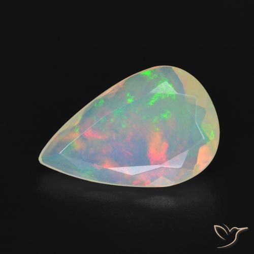 2.50ct طبيعي متعدد الألوان أوبال, شكل الكمثرى, شفاف