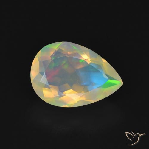 1.43ct طبيعي متعدد الألوان أوبال, شكل الكمثرى, شفاف, Photo A