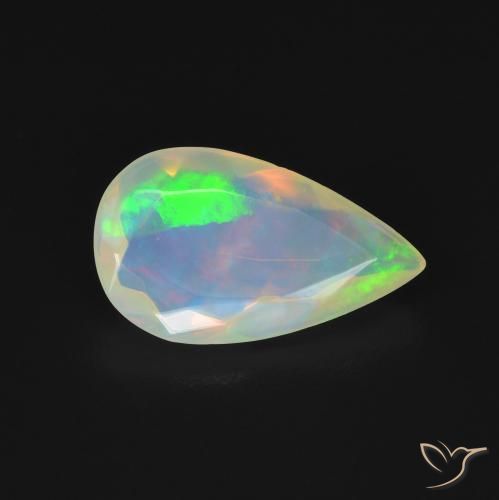 1.11ct طبيعي متعدد الألوان أوبال, شكل الكمثرى, شفاف