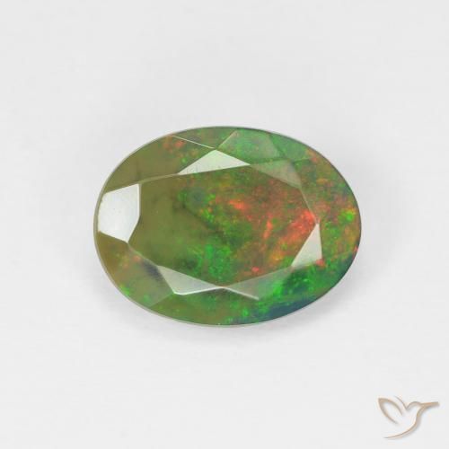 1.60ct طبيعي متعدد الألوان أوبال, بيضوي, نصف شفاف