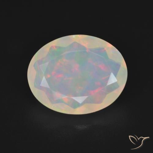 2.16ct طبيعي متعدد الألوان أوبال, بيضوي, شفاف