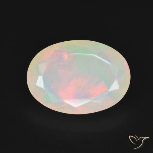 2.71ct طبيعي أبيض متعدد الألوان أوبال, بيضوي, نصف شفاف