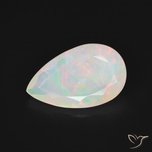 2.63ct طبيعي أبيض متعدد الألوان أوبال, شكل الكمثرى, نصف شفاف
