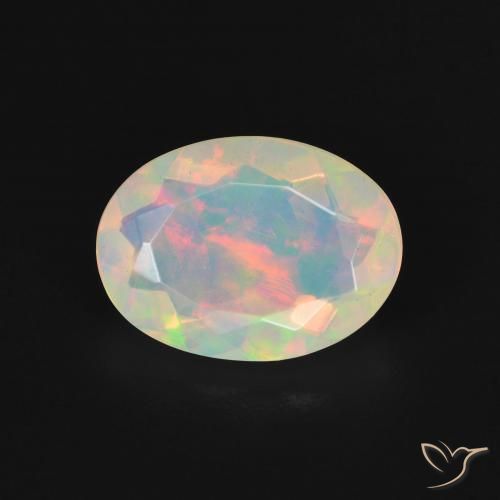 2.10ct طبيعي أبيض متعدد الألوان أوبال, بيضوي, شفاف