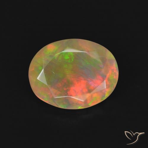 1.27ct طبيعي متعدد الألوان أوبال, بيضوي, شفاف, Photo A
