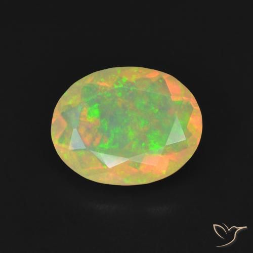 1.18ct طبيعي متعدد الألوان أوبال, بيضوي, شفاف