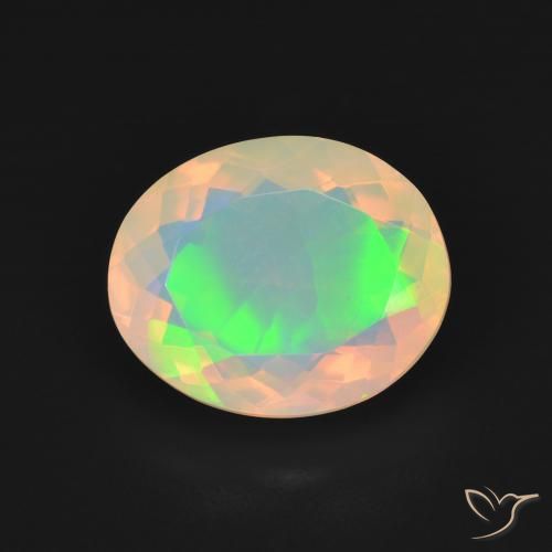 2.96ct طبيعي متعدد الألوان أوبال, بيضوي, شفاف