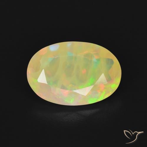 1.89ct طبيعي متعدد الألوان أوبال, بيضوي, نصف شفاف