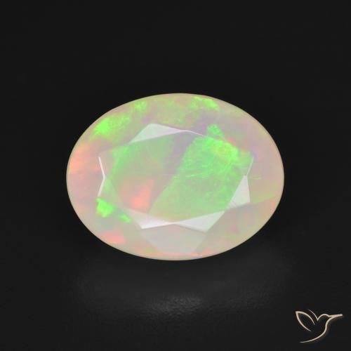 2.42ct طبيعي أبيض متعدد الألوان أوبال, بيضوي, نصف شفاف