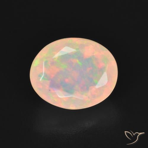 1.54ct طبيعي أبيض متعدد الألوان أوبال, بيضوي, شفاف