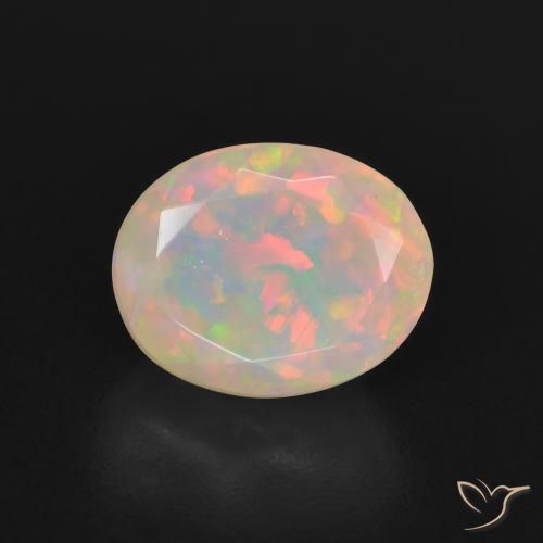 1.59ct طبيعي متعدد الألوان أوبال, بيضوي, نصف شفاف