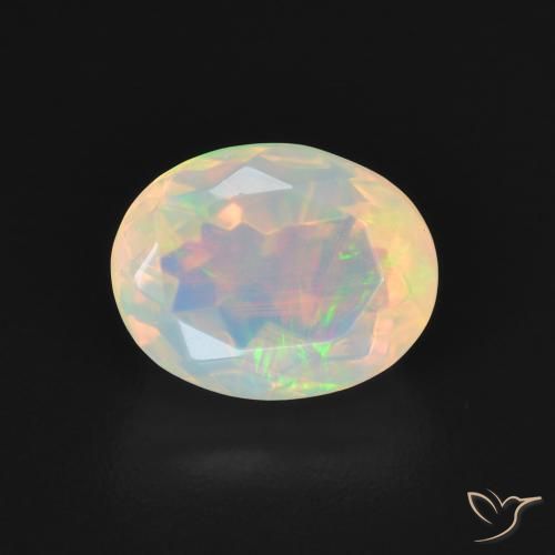 1.29ct طبيعي متعدد الألوان أوبال, بيضوي, شفاف