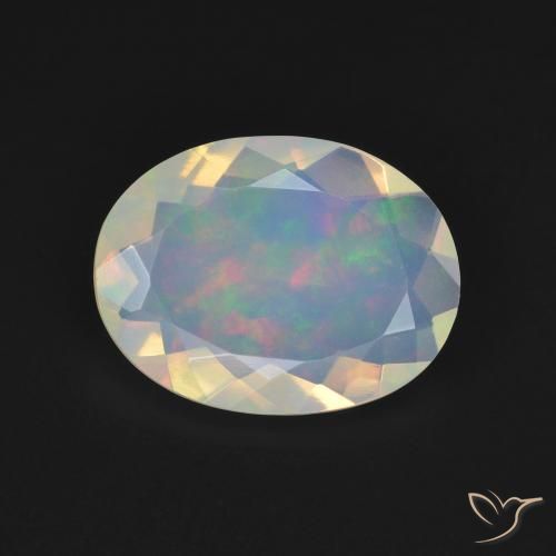 2.21ct طبيعي أبيض متعدد الألوان أوبال, بيضوي, شفاف