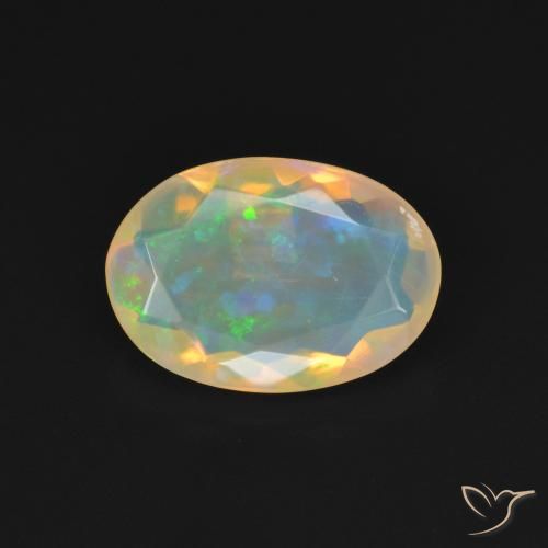 1.70ct طبيعي أبيض متعدد الألوان أوبال, بيضوي, شفاف