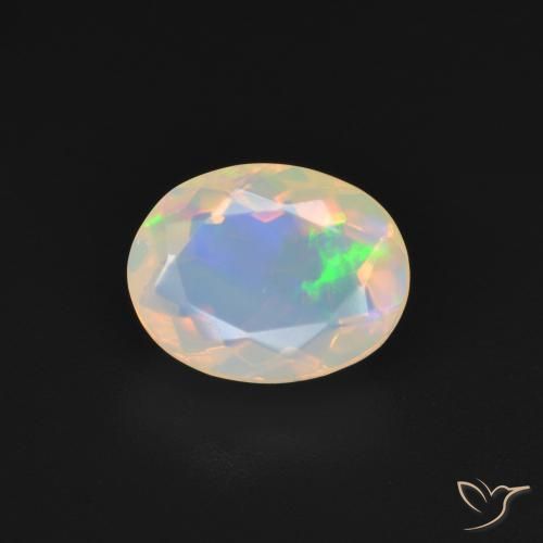1.75ct طبيعي أبيض متعدد الألوان أوبال, بيضوي, شفاف