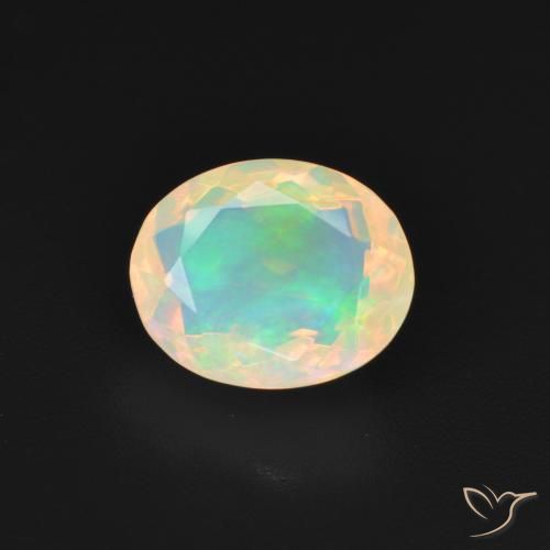 2.12ct طبيعي أبيض مزرق أوبال, بيضوي, شفاف