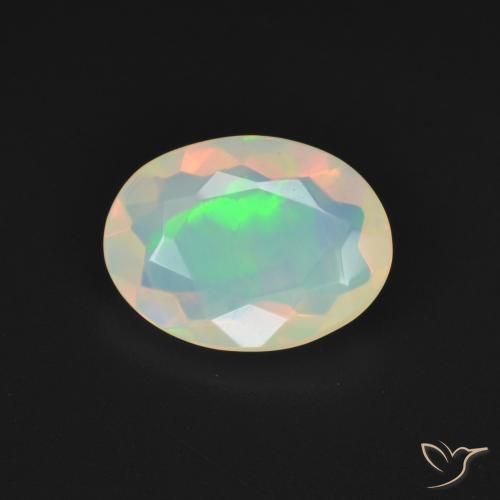1.69ct طبيعي أبيض متعدد الألوان أوبال, بيضوي, شفاف