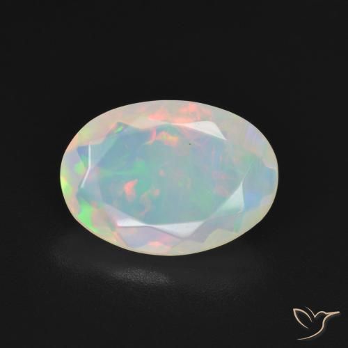 1.76ct طبيعي أبيض متعدد الألوان أوبال, بيضوي, شفاف