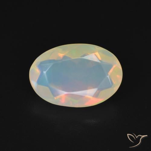 1.18ct طبيعي أبيض متعدد الألوان أوبال, بيضوي, شفاف