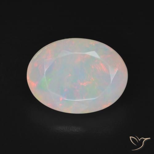 2.96ct طبيعي أبيض متعدد الألوان أوبال, بيضوي, نصف شفاف