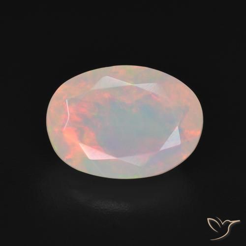 2.07ct طبيعي أبيض متعدد الألوان أوبال, بيضوي, شفاف
