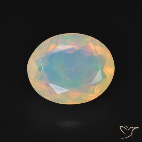 2.18ct طبيعي أبيض متعدد الألوان أوبال, بيضوي, شفاف