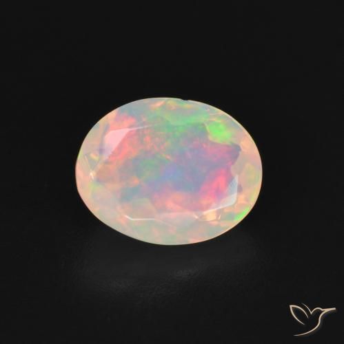 1.27ct طبيعي متعدد الألوان أوبال, بيضوي, شفاف, Photo A