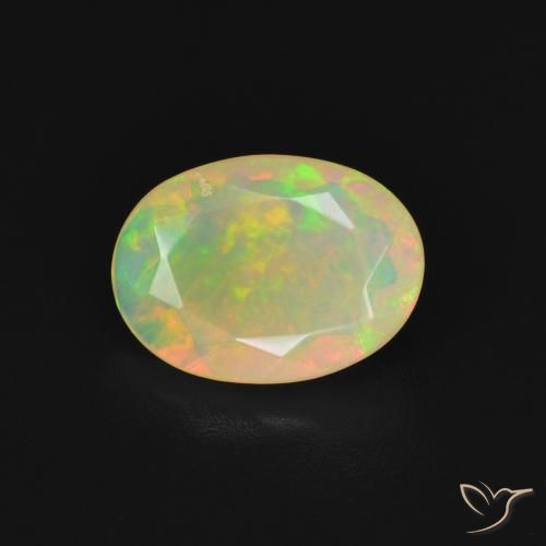 1.29ct طبيعي متعدد الألوان أوبال, بيضوي, نصف شفاف