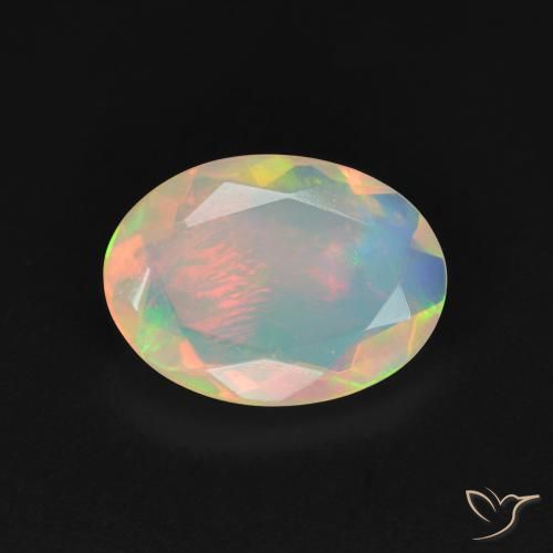 1.52ct طبيعي متعدد الألوان أوبال, بيضوي, شفاف