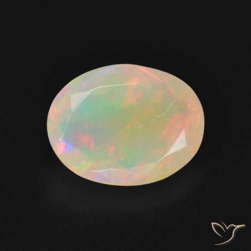 1.57ct طبيعي متعدد الألوان أوبال, بيضوي, نصف شفاف