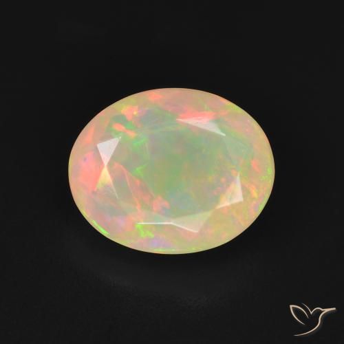 1.48ct طبيعي متعدد الألوان أوبال, بيضوي, نصف شفاف